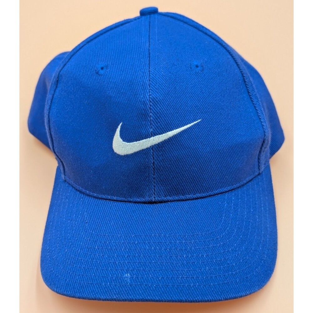 Vintage Nike Blue Snapback Center White Swoosh Baseball Cap Hat